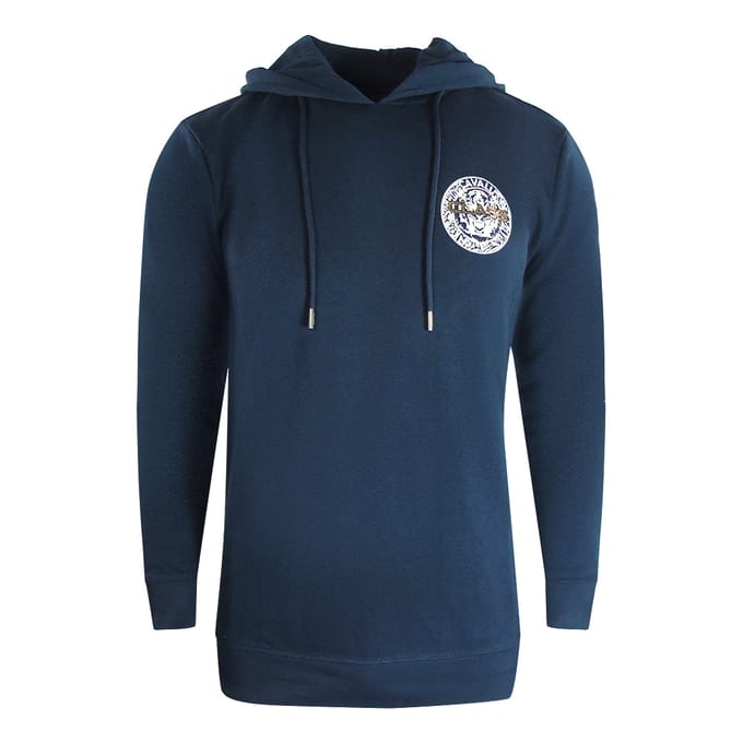 Marineblauwe hoodie met Cavalli-klasse grote cirkelontwerp