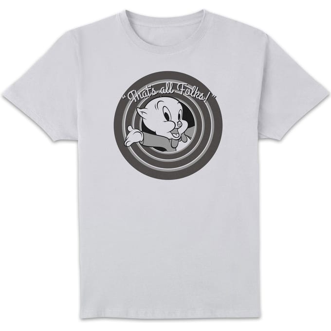 Looney Tunes Porky Pig Circle Logo T-shirt - Wit - M