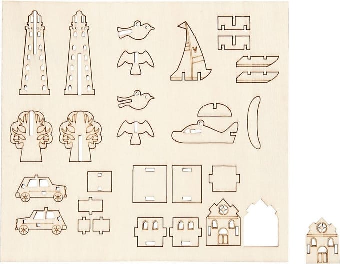 DIY Houten figuren, elke dag, L: 15,5 cm, B: 17 cm, dikte 3 mm, 1 doos