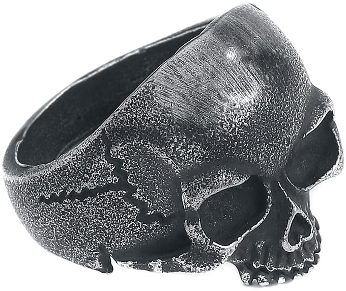 etNox hard and heavy Ring - Skull Head - voor Mannen - zilverkleurig