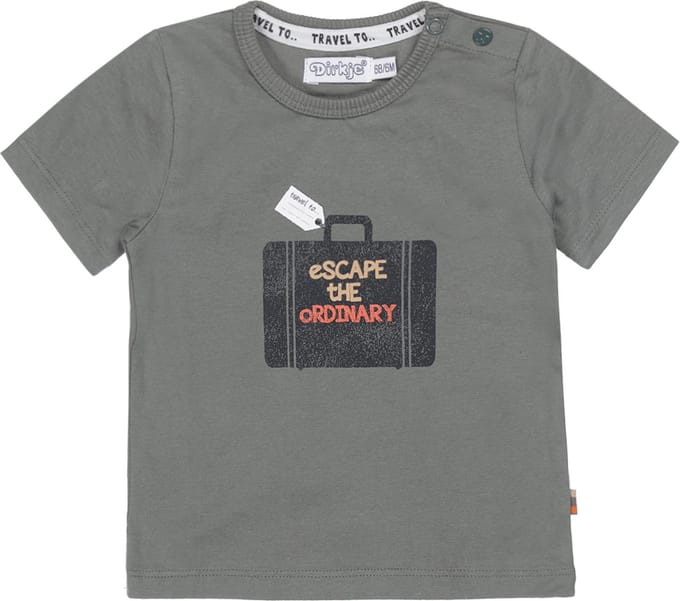 Dirkje jongens T-shirt legergroen koffertje - maat 68
