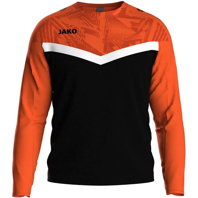 Jako Iconic Sweater Kinderen - Zwart / Fluo Oranje | Maat: 128