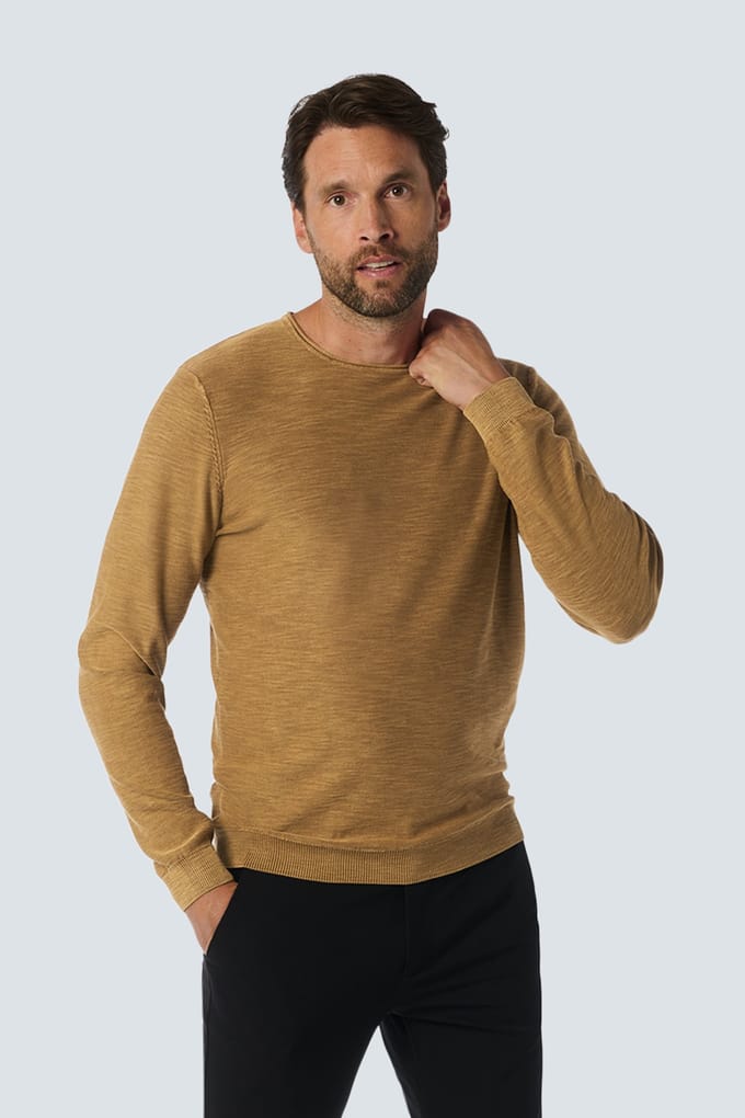 No Excess Pullover Crewneck Garment Dyed + Stone Washed Khaki Größe: M | Pullover Outlet | Herren | Braun