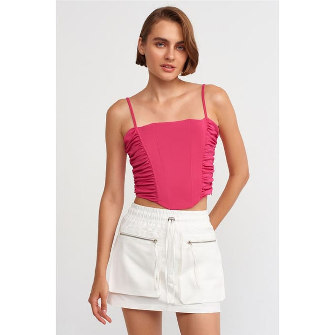 Hoge Taille Katoenen Poplin Cargo Minirok
