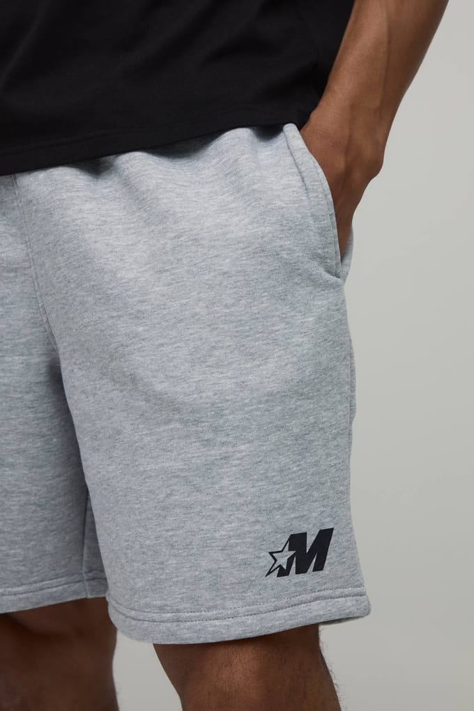 Baggy Fit M Star Jersey Short | Grey Marl | Size Large