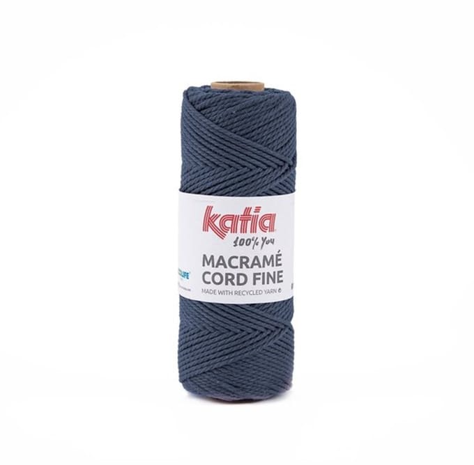 Katia Macramé Cord Fine - 203 Denimblauw - Gerecycled Katoenmix Garen
