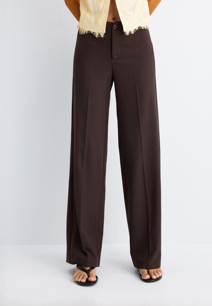 Stradivarius Broek met wijde pijpen  Bruin 36
