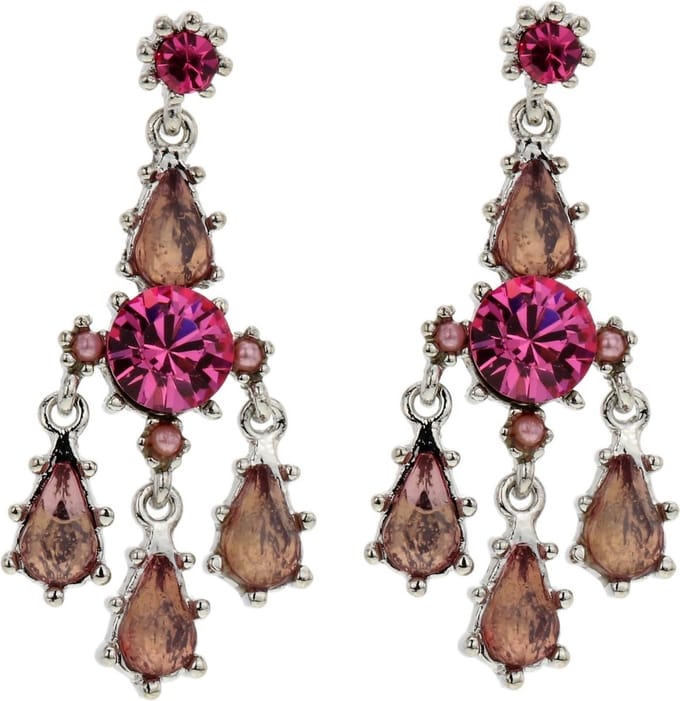 Behave Oorbellen hangers met roze steentjes