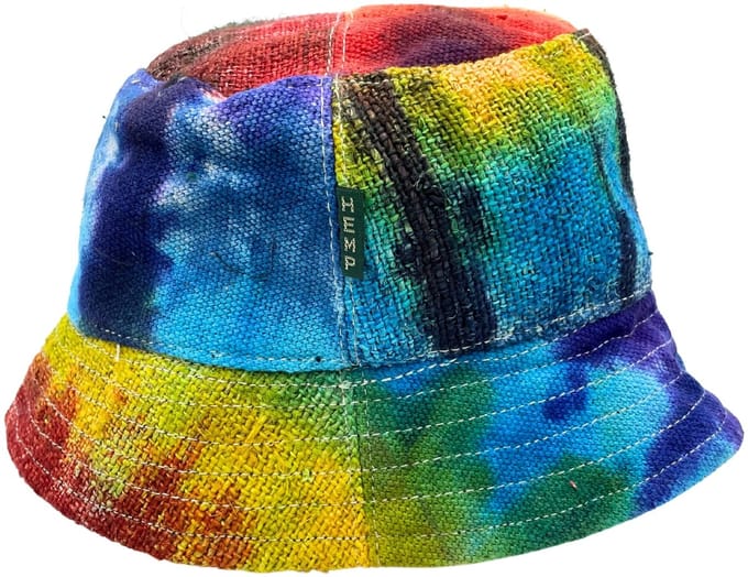 Ancient Wisdom - Hoed - Multikleur hennep en katoen one size met patchwork - boho - festival - casual - mode - stijl