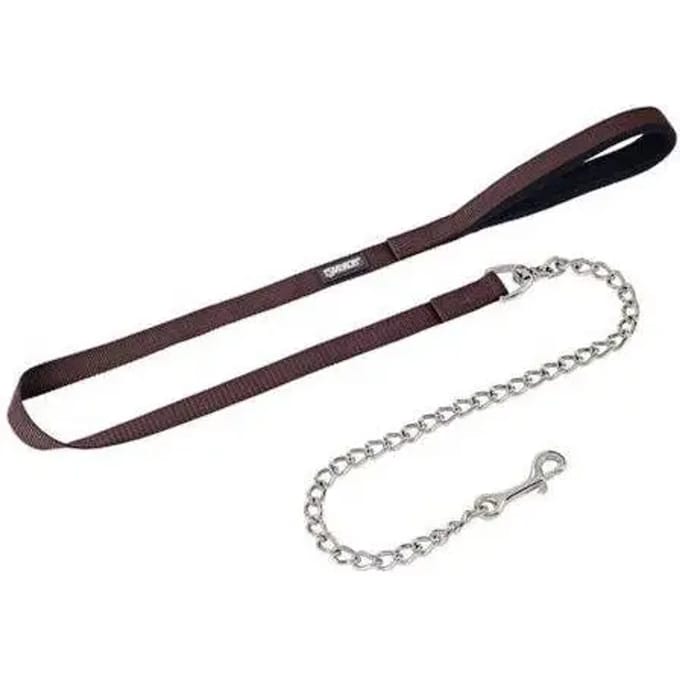 Hondenriem met zilveren ketting Eskadron