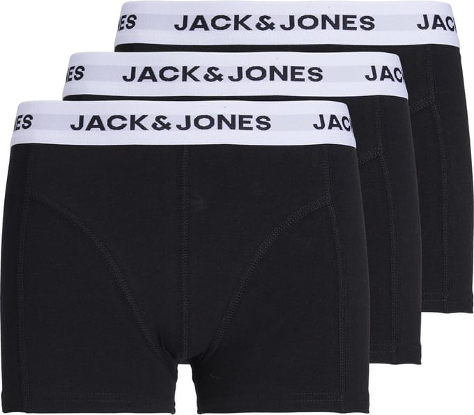 Jack & Jones Junior Zwarte Kinder Boxershorts Jongens JACBASIC 3-PacK Zwart - Maat 128