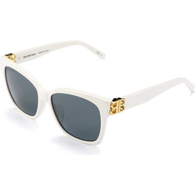 Lunettes de soleil Balenciaga avec verres bleus et monture blanche Lunettes de soleil femme BB0102SA-004-57 Basic Packaging-Eyeglass Case white