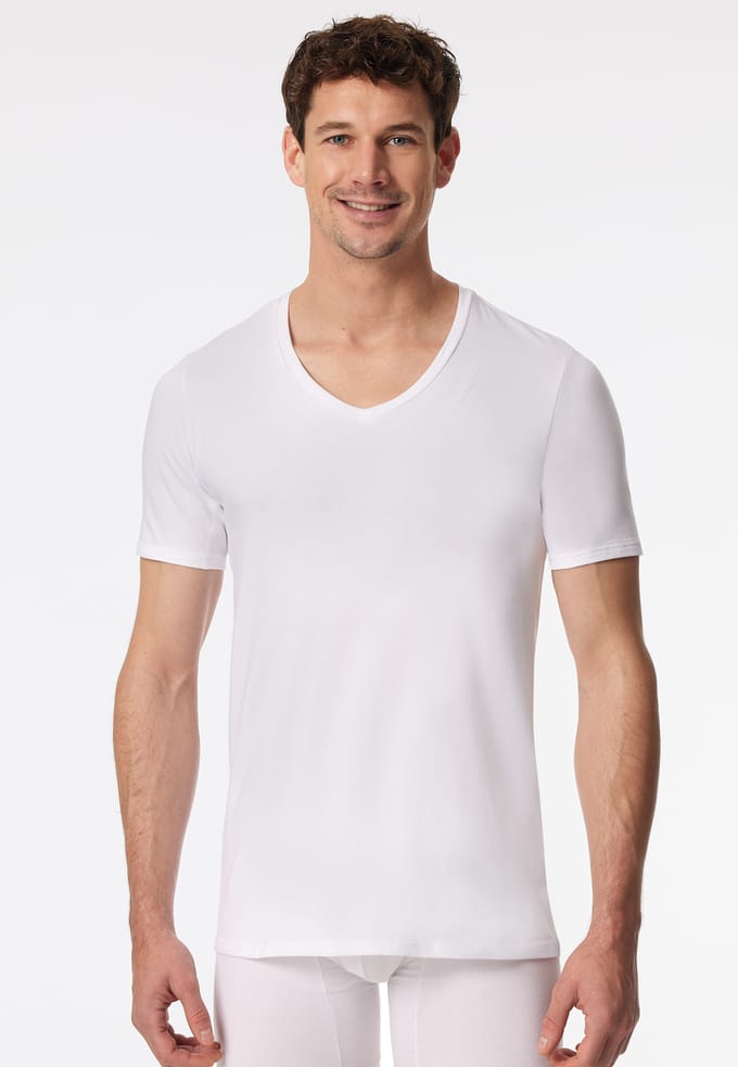 Shirt korte mouw V-hals wit - Premium Cotton 4