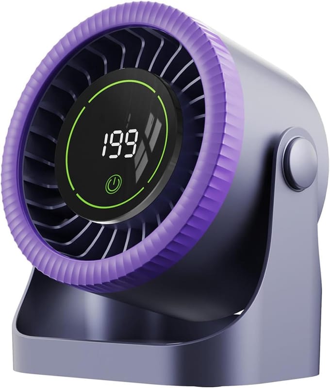VHV - Bureauventilator - usb bureauventilator - USB oplaadbaar, met digitaal display - voor kantoor, slaapkamer, thuiswerken