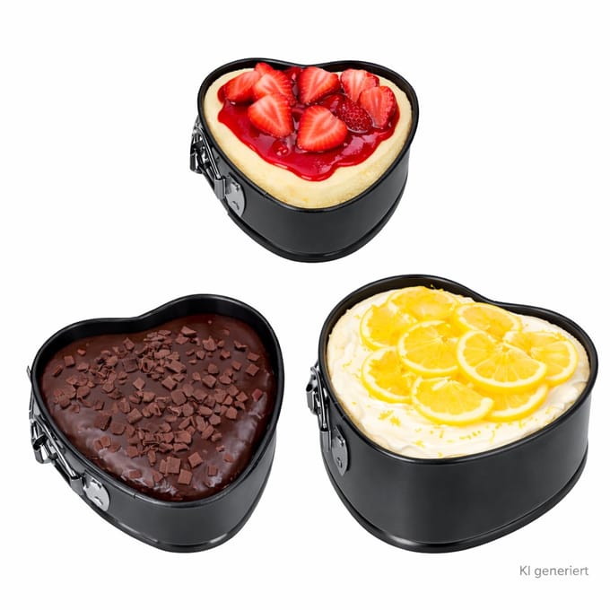 3-delige set springvorm zwart hart – 22277539