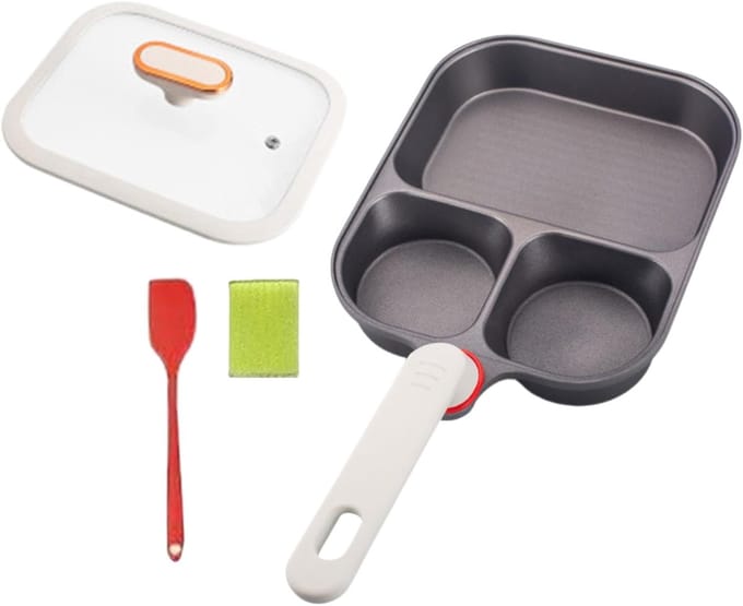 Ontbijtkoekenpan - Eierpan Verdeeld - Maaltijdvoorbereiding - Antiaanbaklaag - 30 cm - Zwart