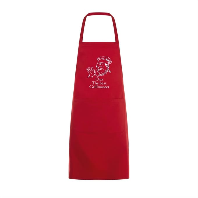 Passie voor Stickers Schort opa best grillmaster Rood