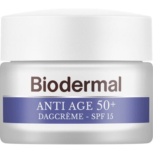 Biodermal Anti-Age 50+ Dagcrème SPF 15, 50 ml - met Hyaluronzuur en Vitamine E, Helpt rimpels verminderen, Verstevigt en Hydrateert intensief