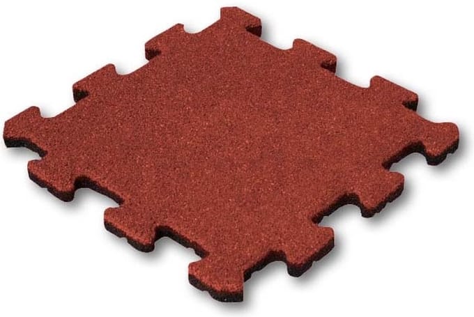 Rubber tegel 50 mm - 50 x 50 cm - Rood - Puzzelsysteem - Middenstuk