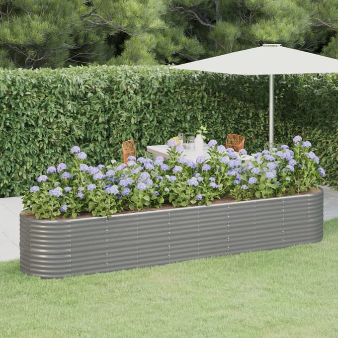 vidaXL - Plantenbak - 368x80x68 - cm - gegalvaniseerd - staal - grijs