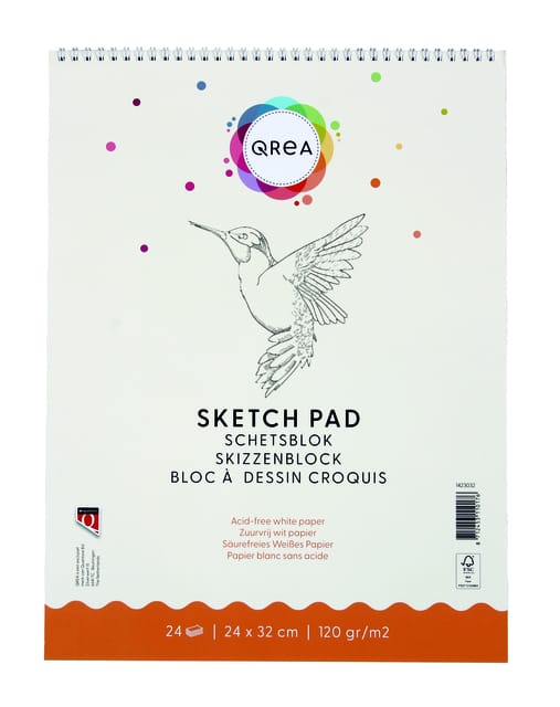 Schetsblok qrea 24x32 24vel 120gr spiraal