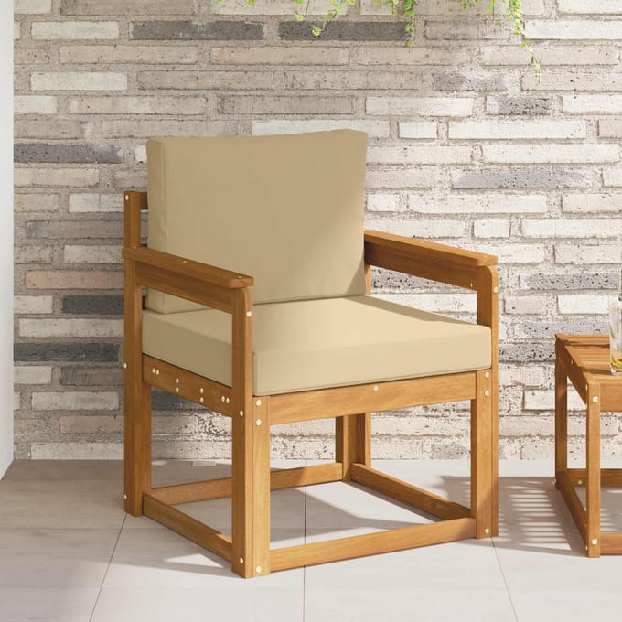 vidaXL - Buitensofa - Massief - Acacia - Hout - en - Polyester - Naturel