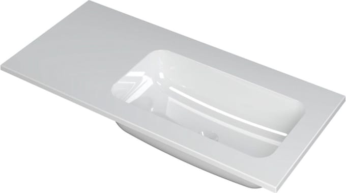INK Faktor wastafel polystone rechts zonder kraangat 100x45x1,5cm, glans wit