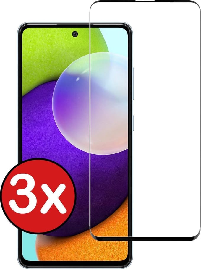 Screenprotector - 3 Stuks - Geschikt voor Samsung Galaxy A52 - Full Cover - Beschermglas - Gehard Glas - Tempered Glass - Screen Protector