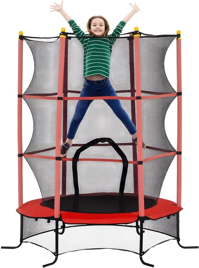 Kindertrampoline Ø163 cm – Tuintrampoline voor Kinderen 3-10 Jaar – Rood