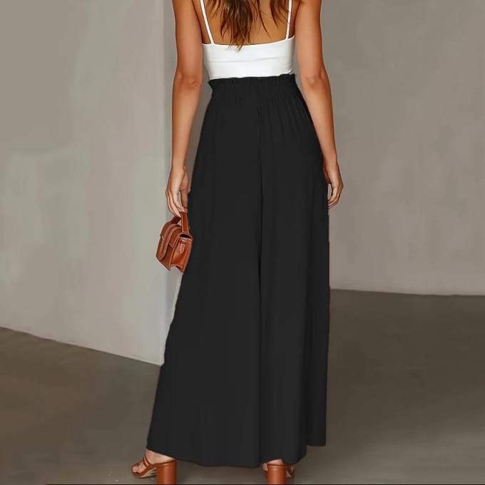 Jupe longue et pantalon d'été pour femmes, taille élastique, taille haute, jambes larges XXL bleu marine