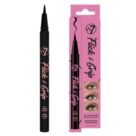 W7 Flick &amp; Grip 2-In-1 Adhesive Eyeliner Pen Black 1 st