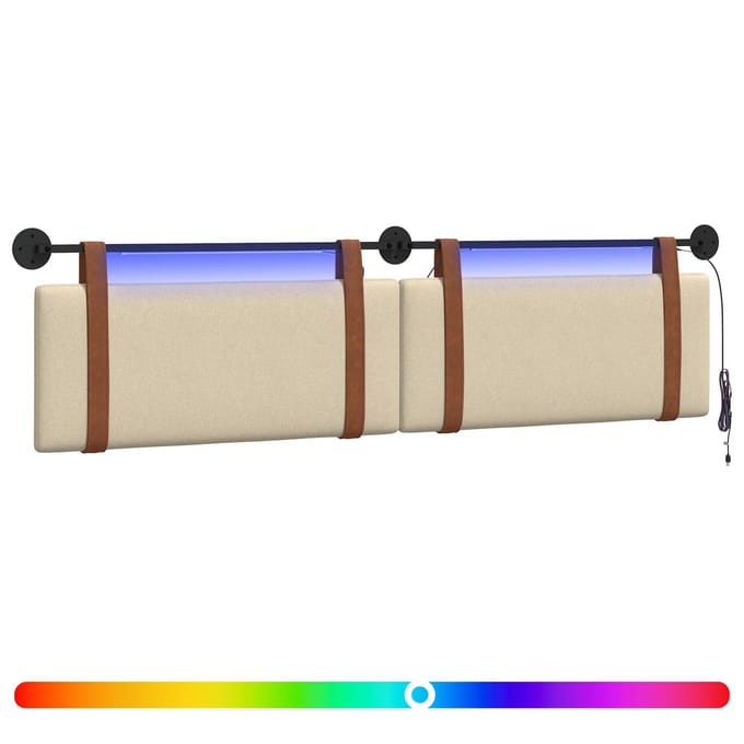 vidaXL Hangend hoofdbord Met LED-verlichting Crèmekleurig Antiek PU