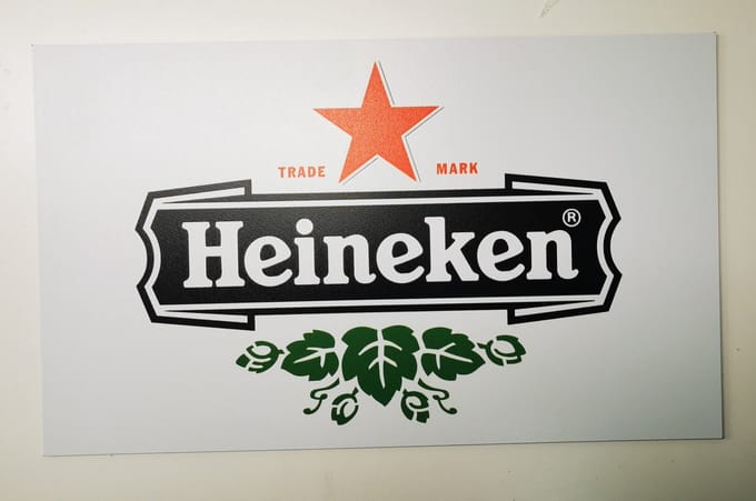 Heineken Dibond bordje - 18x30cm - Woonaccessoires - Decoratie