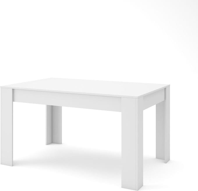 Eettafel - Keukentafel Tafel - Samen Eten - Robuuste Tafelstructuur - 140x90x76 cm - Mat Wit