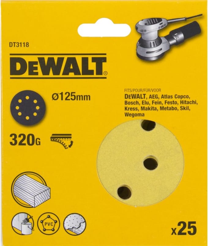 DeWALT DT3118 P320 Schuurschijf 125mm VE=25