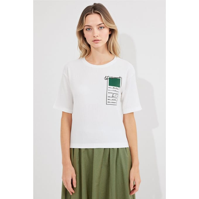 Bedrukte Crew Neck Korte Mouwen T-Shirt