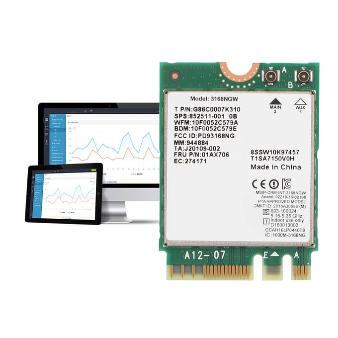 Carte réseau Wifi double bande sans fil AC Internet 3168NGW avec Bluetooth 4.2