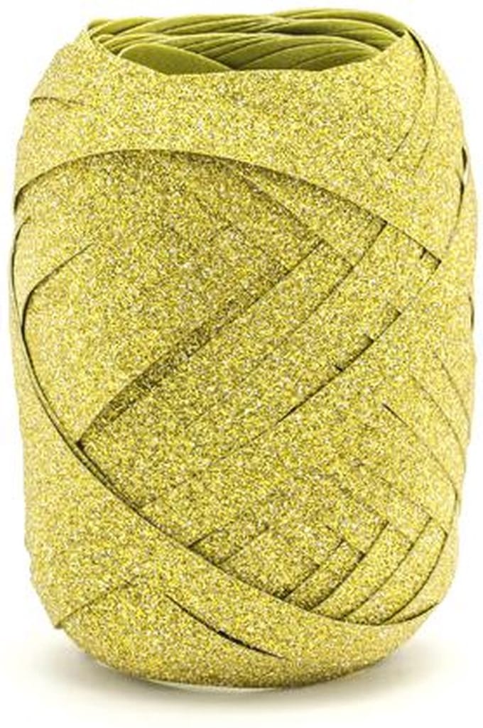 Cadeaulint, goud glitters, 5mm breed / 10 m lang
