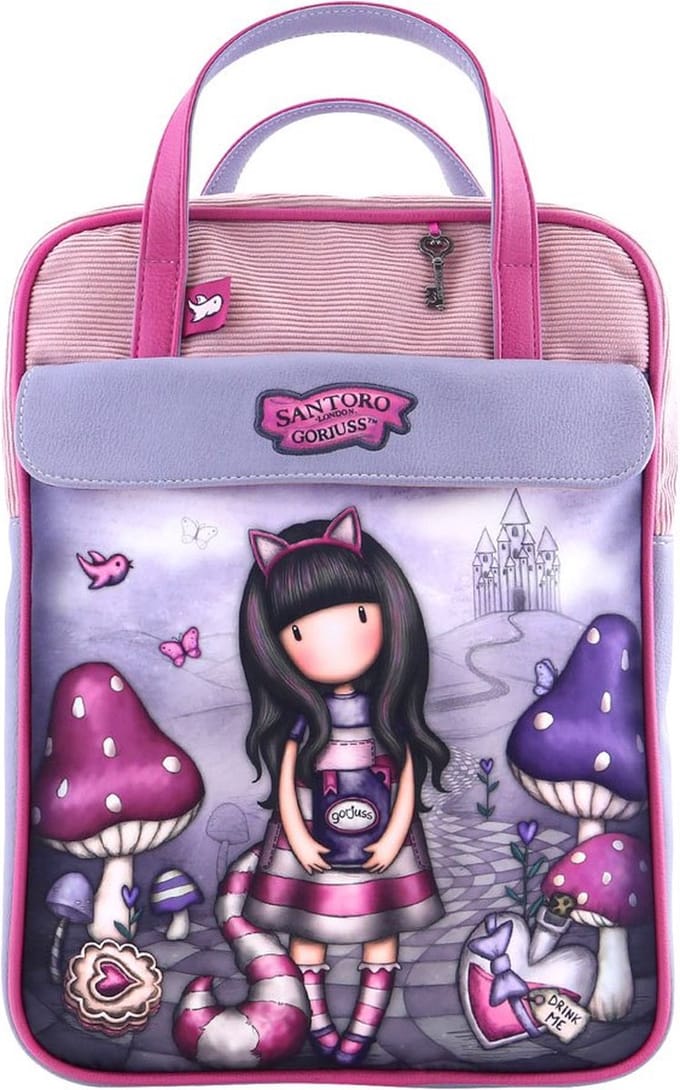 Rugzak Gorjuss Cheshire cat Roze Paars (27 x 10 x 37 cm)