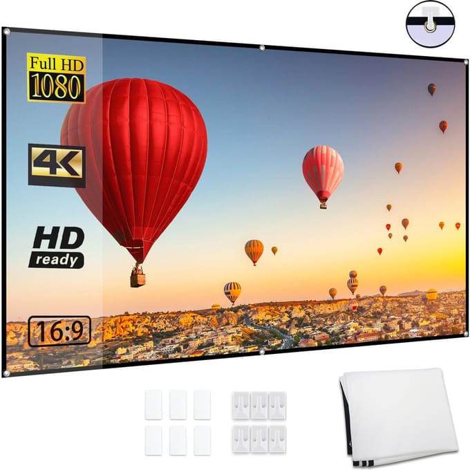80-inch draagbaar HD-projectorscherm 16:9 Projectiescherm Opvouwbaar Duurzaam Muurbevestigd voor 80-INCH