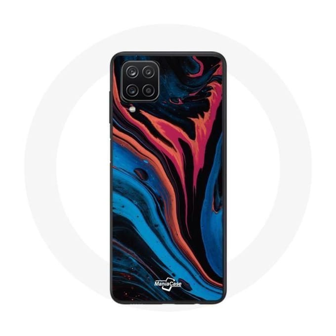 Samsung Galaxy A12 hoesje blauw zwart rood abstracte textuur achtergrond