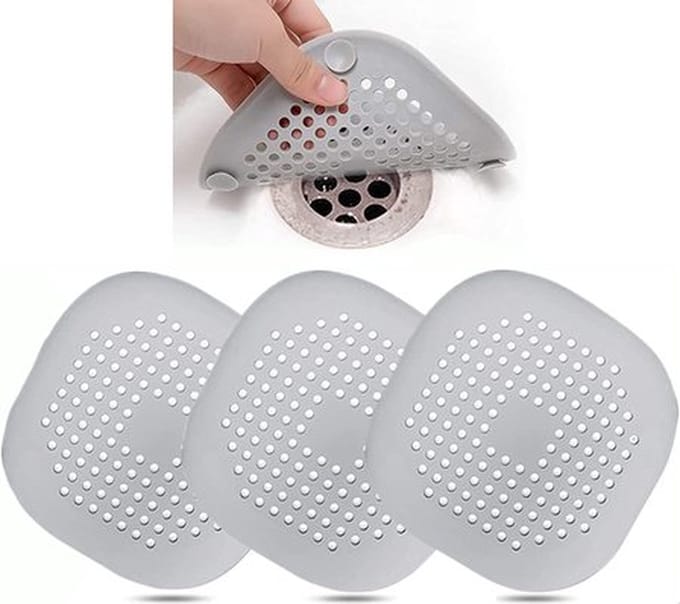 Knaak Siliconen Afvoerstop - Set van 3 - Voor Douche, Wastafel & Keuken - Grijs