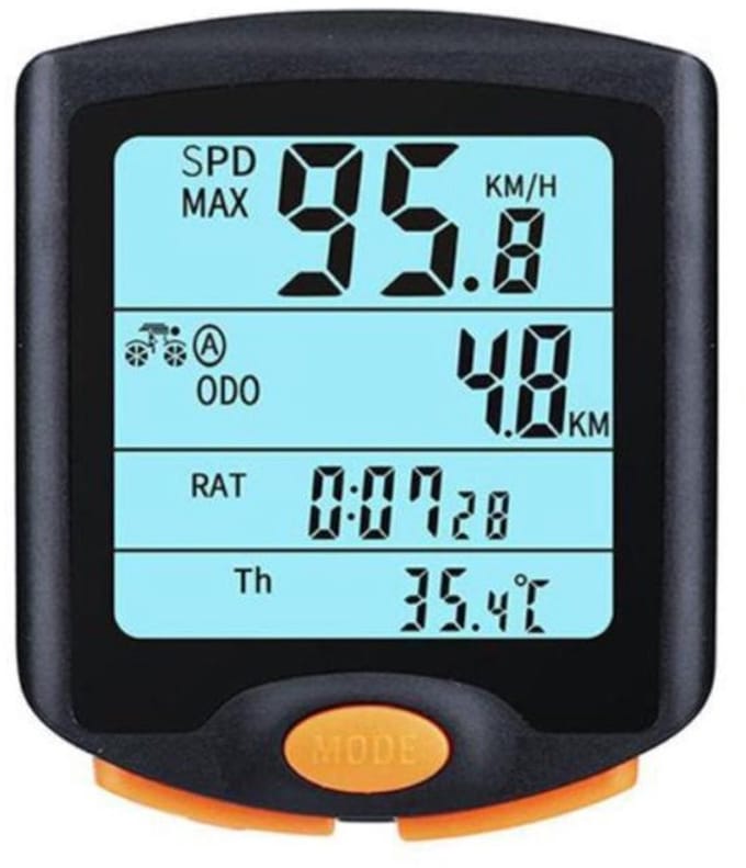 EXCITAT Fietscomputer - waterdicht - multifunctioneel - met verlicht LCD-scherm - voor het bijhouden van snelheid en afstand