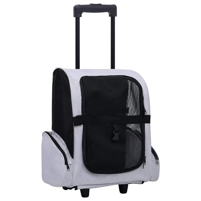 vidaXL - Huisdierentrolley - inklapbaar - grijs