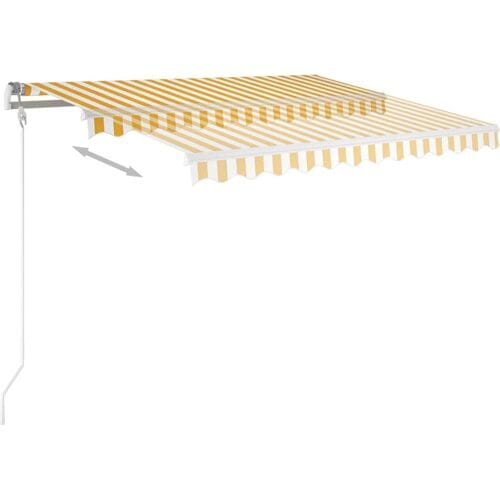 vidaXL - Luifel - automatisch - met - LED - en - windsensor - 350x250 - cm - geel - en - wit