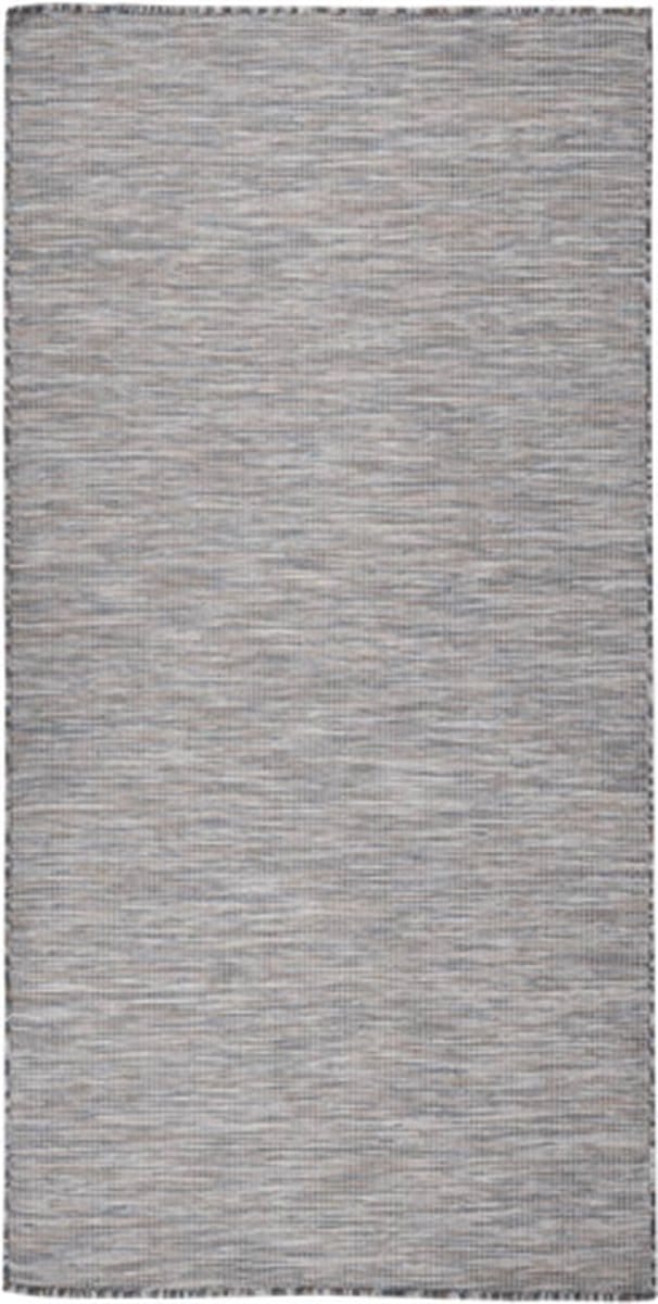 vidaXL - Buitenkleed - platgeweven - 100x200 - cm - bruin - en - blauw