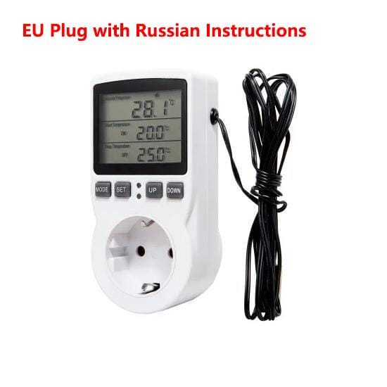 Digitale temperatuurregelaar stopcontact EU-stekker thermostatische schakelaar temperatuurregelaar met sensoren sonde verwarming koeling EU-Russian black