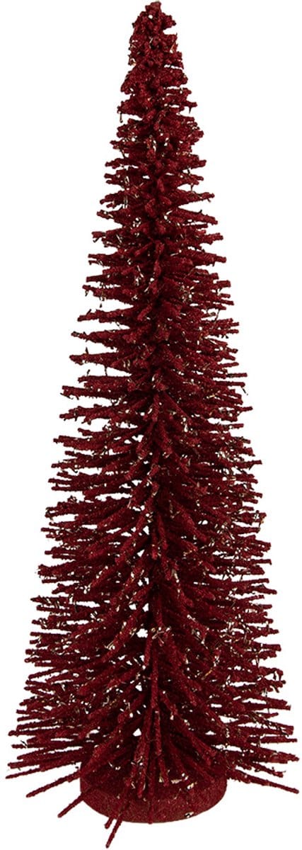 Clayre & Eef Kerstdecoratie Beeld Kerstboom Ø 20x50 cm Rood Hout