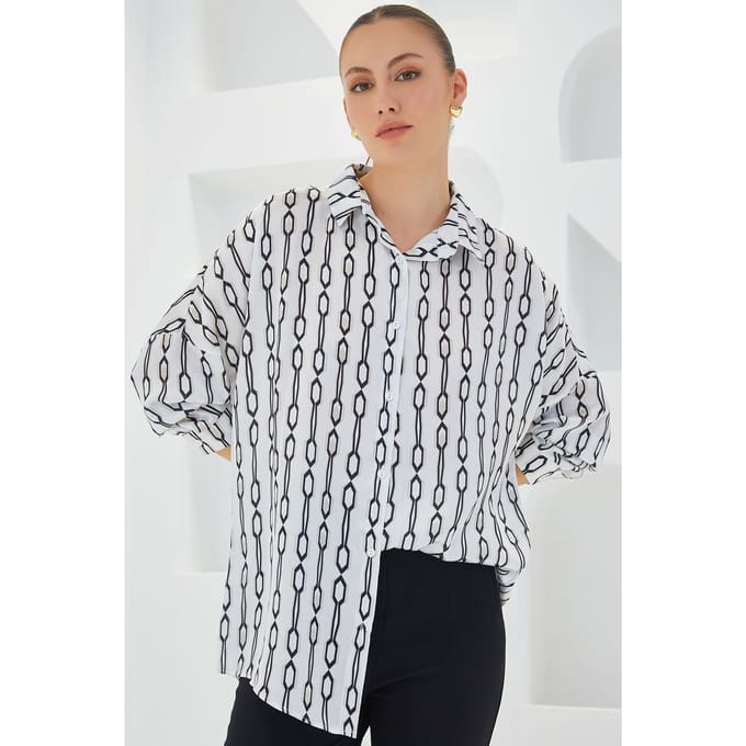Oversized Satijnen Knopenblouse