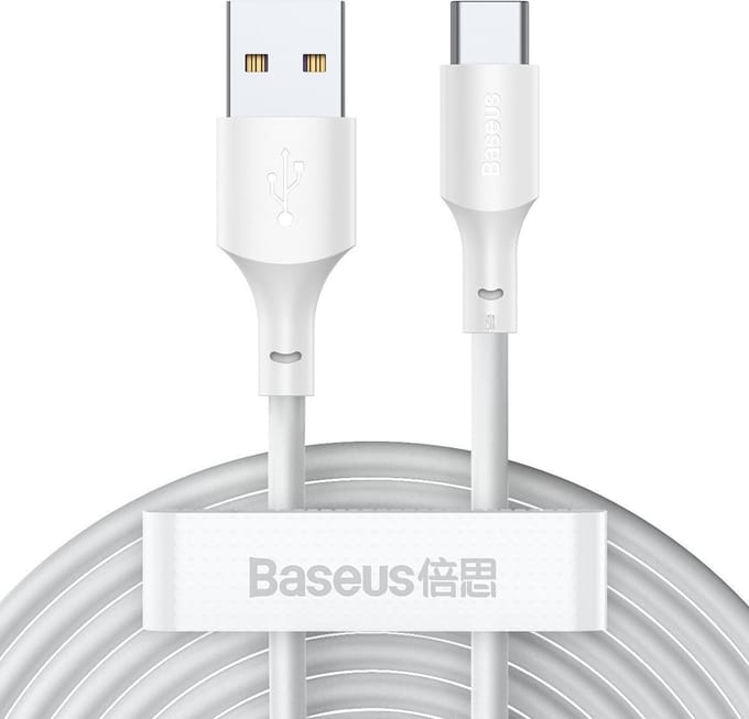 Baseus Simple Wisdom Data Cable Kit USB to Type-C 5A (2PCS/Set?1.5m White